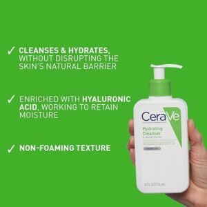 CeraVe Hydrating Cleanser for Normal to Dry Skin 236 ml with Hyaluronic Acid and 3 Essential Ceramides