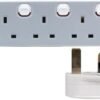 PRO ELEC PELB1765 4 Gang Individually Switched Extension 1m, Grey, 4 Socket