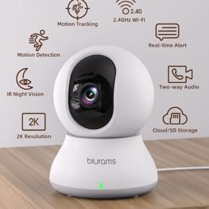 blurams Pet Camera 2K, Indoor Camera, Dog Camera, 360° Home Security Camera, WiFi Baby Monitor, Night Vision, Motion Tracking, 2-Way Talk, Cloud&SD, APP Control, Works with Alexa(2.4GHz Only)