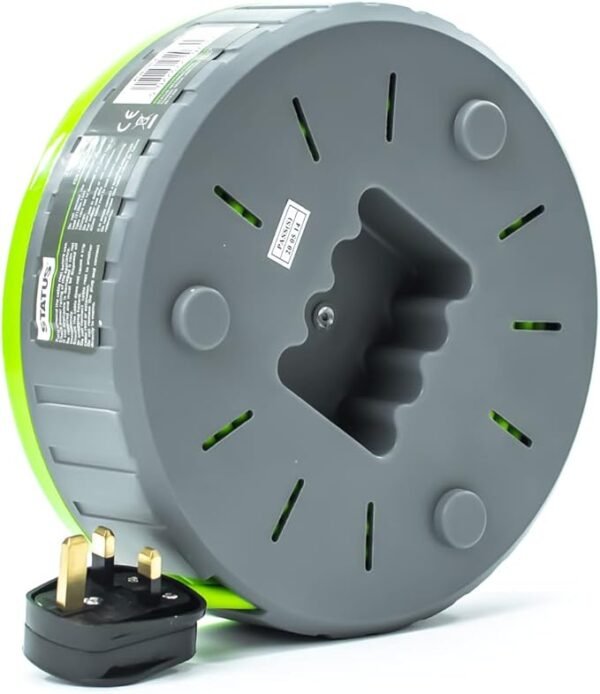 STATUS 2 Socket Cable Reel 10m Green Extension Lead 13A with Thermal Cut Out Heavy Duty Outdoor Extension Lead S13A10MCR3