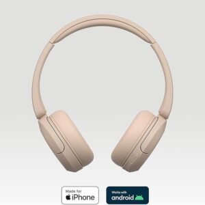 Sony WH-CH520 Wireless Bluetooth Headphones - up to 50 Hours Battery Life with Quick Charge, On-ear style - Beige