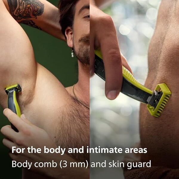 Philips OneBlade Face & Body, Authentic Hybrid Electric Beard Trimmer, Shaver, and Body Groomer. Incl. 3X Original Blades