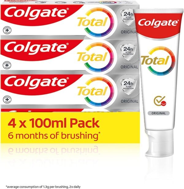 Colgate Total Original Toothpaste 4x100ml | Stronger 24-hour bacterial defence