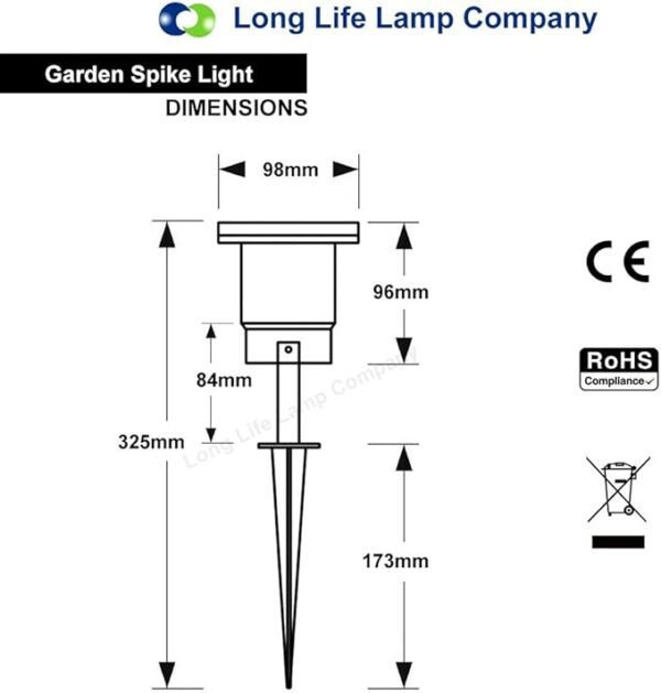 4 Pack GU10 Outdoor Garden Spike Ground Mount or Watt Light IP65 Matt Black SPBLK04