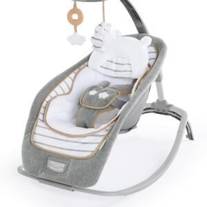 Ingenuity Boutique Collection Plush Modern Baby Rocker & Stationary Seat with Vibrations, Easy Fold, 0-30 Months Up to 40 lbs (Bella Teddy)