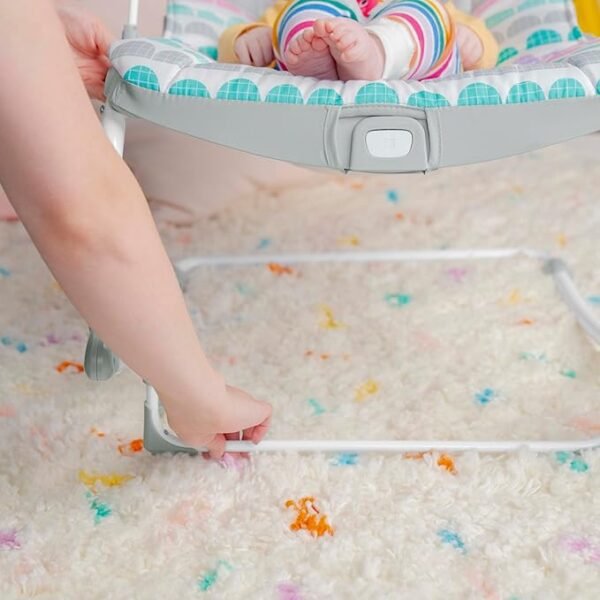 Bright Starts Rosy Rainbow Infant to Toddler Rocker with Vibrations, Baby Seat for Girl or Boy, Newborn +