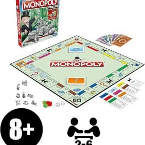 Monopoly Board Game, Family Time Games for Adults and Children, 2 to 6 Players, Strategy Fun for Kids, for Ages 8 and Up