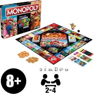 Monopoly The Super Mario Bros. Movie Edition Kids Board Game | Family Games for Super Mario Fans | Includes Bowser Token | Ages 8+ | 2-6 Players