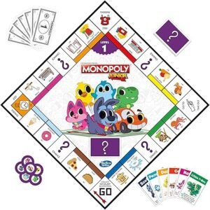 Monopoly Junior Board Game, 2-Sided Gameboard, 2 Games in 1, Monopoly Game for Younger Children; Kids Games, Junior Games