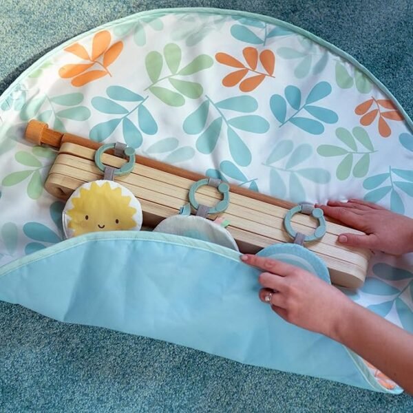 Ingenuity: ity by Ingenuity, Sun Valley Wooden Toy Arch & Play Mat, Foldable A-Frame Bar with 3 Removable Toys, Machine-Washable Mat, Unisex, for Ages 0-36 Months