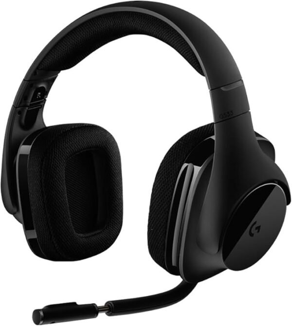 Logitech G533 Wireless Gaming Headset, 7.1 Surround Sound, DTS Headphone:X, 40 mm Pro-G Drivers, Noise-Cancelling Mic, 2.4 GHz , Lightweight, 15h Battery Life, PC/Mac - Black