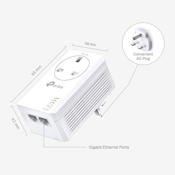 TP-Link TL-PA7027P KIT AV1000 2-Port Gigabit Passthrough Powerline Starter Kit, Data Transfer Speed Up to 1000 Mbps, Ideal for HD/3D/4K Video Streaming, Online Gaming, No Configuration Required, White