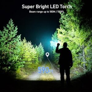 Blukar LED Torch Rechargeable, 2000L Super Bright Adjustable Focus Flashlight, 4 Lighting Modes