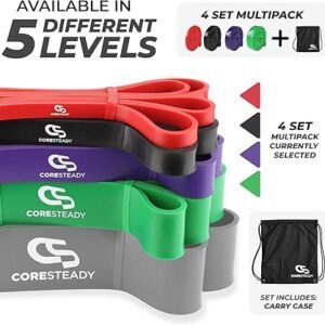 Coresteady Pull Up Bands & Resistance Bands - Rubber Heavy Duty Loop Band for Men & Women - Build Fit Power & Muscle - Training, Fitness Assist Pull Ups & Gym Exercise