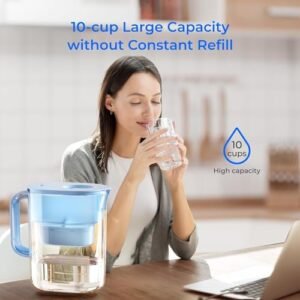 Waterdrop Lucid Water Filter Jug with 1×90 Days Filter, 3.5L, Reduces Fluoride, Chlorine and More, NSF Certified, BPA Free, Blue (Replacement Filter: WD-PF-01A Plus)