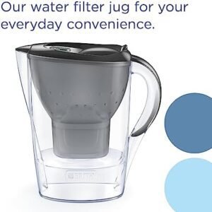 BRITA Marella Water Filter Jug Graphite (2.4L) Starter Pack incl. 3x MAXTRA PRO All-in-1 cartridge - fridge-fitting jug with digital LTI and Flip-Lid - now in sustainable Smart Box packaging