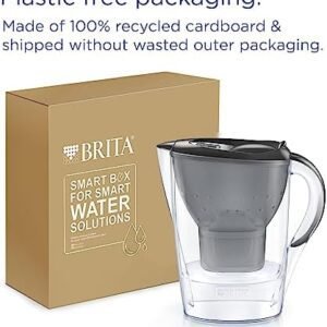 BRITA Marella Water Filter Jug Graphite (2.4L) Starter Pack incl. 3x MAXTRA PRO All-in-1 cartridge - fridge-fitting jug with digital LTI and Flip-Lid - now in sustainable Smart Box packaging