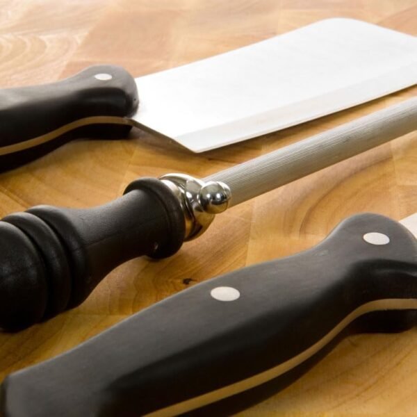 BEWOS Honing Steel, 26CM Honing Rod/Knife Steel,Professional Carbon Steel Sharpening Rod, Kitchen Knives Honing Rod, Kitchen Knife Sharpener Repair Knife Edge, Knife Steel with Non-Slip Handle