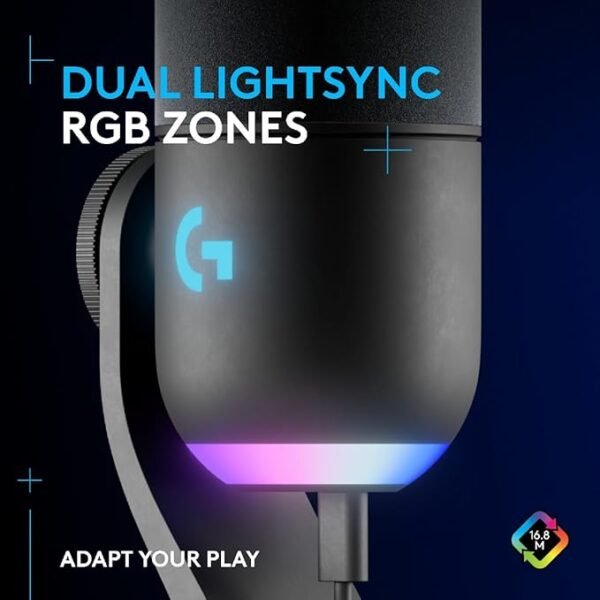 Logitech G Yeti GX Dynamic RGB Gaming Microphone with LIGHTSYNC, USB Mic for Streaming, Supercardioid, USB Plug and Play for PC/Mac - Black