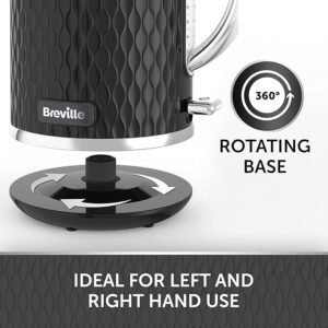 Breville Curve Electric Kettle | 1.7 Litre | 3KW Fast Boil | Black & Chrome [VKT017]