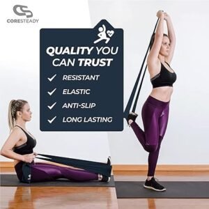 Coresteady Resistance Band For Men & Women - Exercise Band to Build Strength, Flexibility, Muscle & Tone - For Fitness, Stretching, Pilates, Physio & Yoga - With Exercise Guide