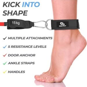 Coresteady Tube Resistance Bands with Handle Set of 5 | Adjustable Ankle Straps & Door Anchor - Men & Women Anti-Snap Fitness Bands - Gym Strength Workout System & Home Exercise