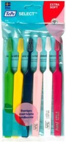 TePe Select Toothbrush, Extra Soft, Mixed Pack, 6pcs, Easy Plaque Removal with Tapered Brush Heads,