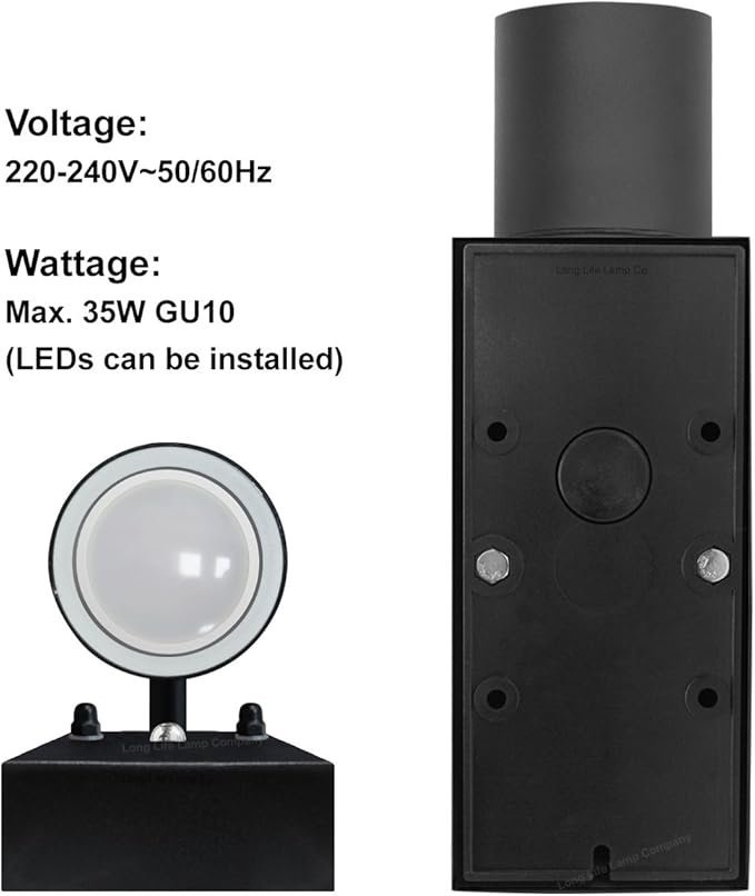 Long Life Lamp Company Outdoor Wall Light Dusk Till Dawn Sensor Black Finish Stainless Steel Up and Down Shining IP65 ZLC090-B - Image 4