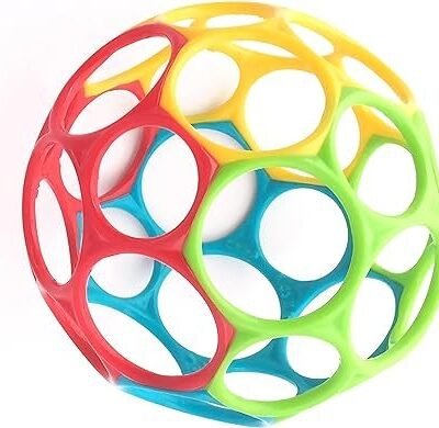 Bright Starts Oball Easy Grasp Classic Ball BPA-Free Infant Toy in Red, Yellow, Green, Blue, Age Newborn and up, 4 Inches