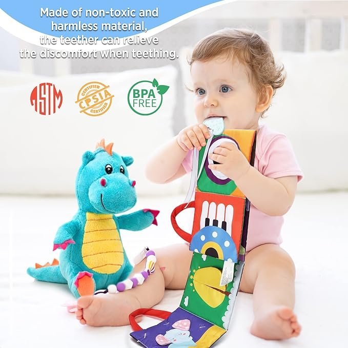 URMYWO Baby Books 0-6 Months,Sensory Toy Books High Contrast Black and White Touch and Feel Soft Books for Newborn Infants Toddler Soft Toys Gifts (red) - Image 2