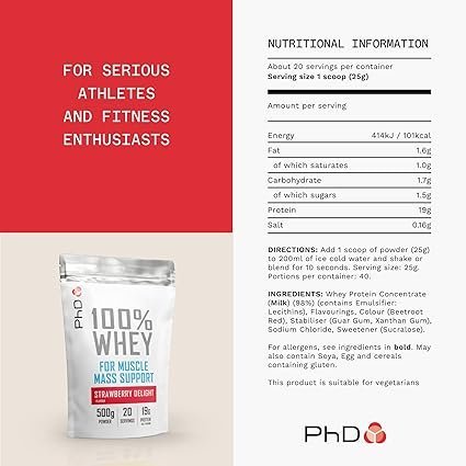 PhD Nutrition 100% Whey Protein Powder, Grass Fed Whey Protein, - Image 2