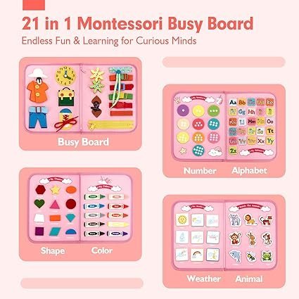 hahaland TOP 1 Montessori Busy Board for Toddlers 1 2 3 4 Years Old, Busy Book for Comprehensive Preschool Educational Playing - Image 2