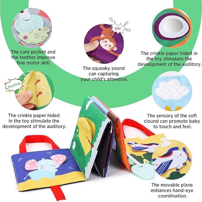 URMYWO Baby Books 0-6 Months,Sensory Toy Books High Contrast Black and White Touch and Feel Soft Books for Newborn Infants Toddler Soft Toys Gifts (red) - Image 4