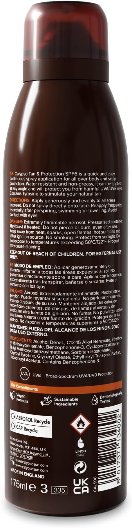 Calypso Tanning and Protection Spray SPF6 - Image 2
