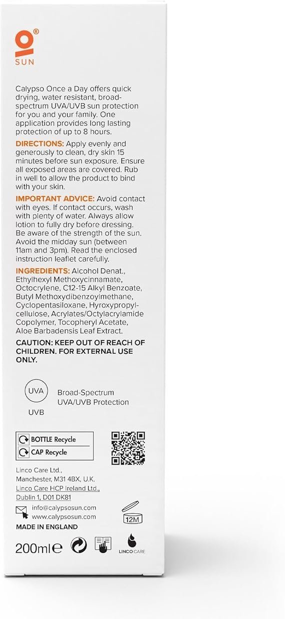 Calypso Once A Day Sun Protection Lotion SPF20 - Image 4