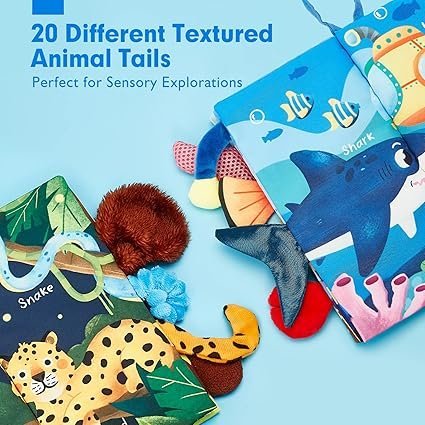 hahaland 2 Pcs Sensory Toys 0-6 Months Touch Feel Activity Soft Book with Squeaker - Image 3