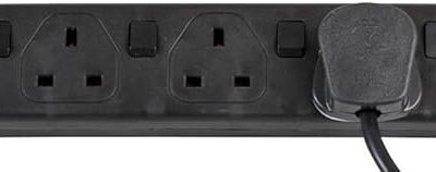 PRO ELEC PELB1931 Individually Switched Surge Protected Extension Lead Black, 2m