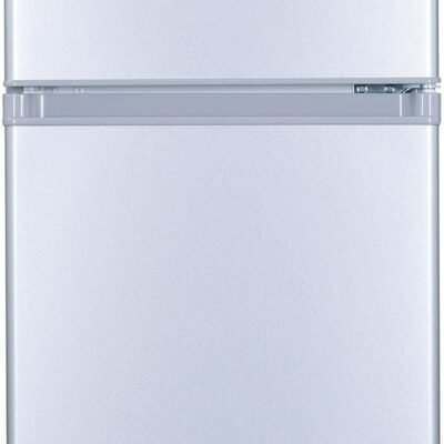 Cookology UCFF87 47cm Freestanding Undercounter Small Fridge Freezer with 2 Doors, 87 Litre, Adjustable Temperature Control, LED Light and a 4 Star Freezer Rating - in Silver [Energy Class F]