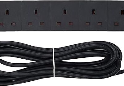 PRO ELEC PELB1755 6 Gang Extension Lead with Surge Protection Black, 5m