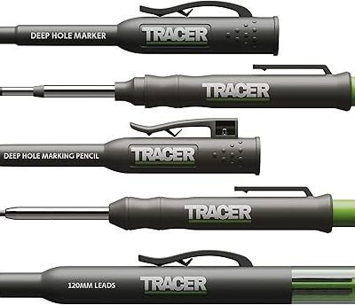 TRACER Deep Hole Construction Pencil with 6X Replacement Lead Pack and accompanying Site Holsters All-in-one Marking Kit