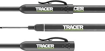 Tracer Long Nib Marker Pens, Marker Pens for Deep Hole Marking with Holster and Built in Trouser/Shirt Clip. Pack of 2