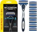 WILKINSON SWORD - Hydro 5 Razor For Men, Carbon Coated Blades, Hydrating Gel & Precision Trimmer, Razor + 8 Razor Blades