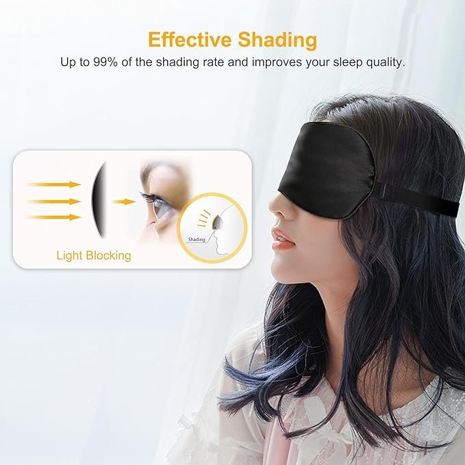 Gritin Silk Sleep Mask, Eye Mask, Light-Blackout Design Ultra Soft & Comfortable - Image 2