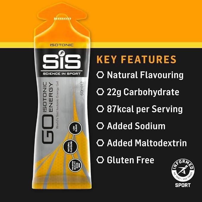 Science In Sport GO Isotonic Energy Gels, Running Gels with 22g Carbohydrates, Low Sugar, Lemon and Lime Flavour, 60ml Per Serving (15 Pack) - Image 3