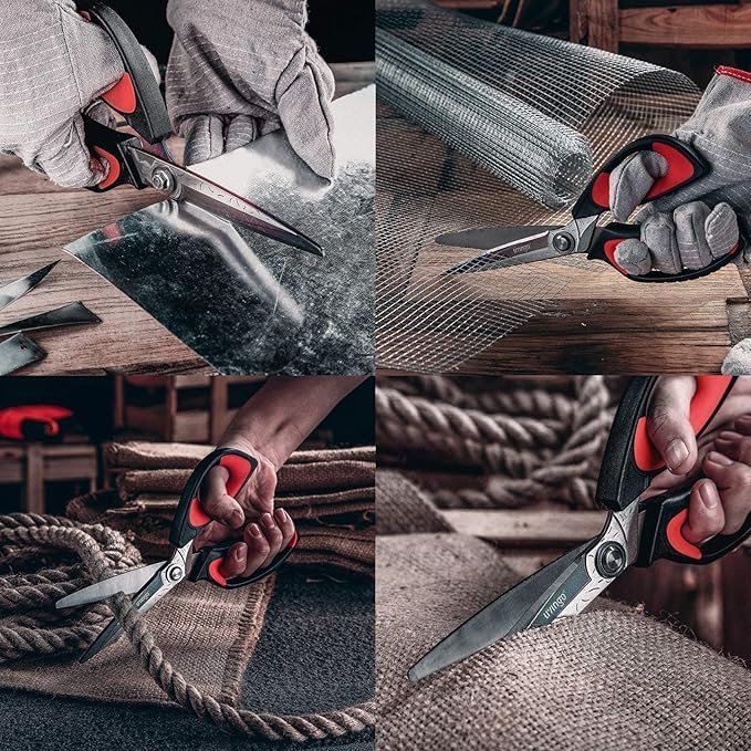 LIVINGO 10" Multipurpose Heavy Duty Scissors, Titanium Coating Ultra Sharp Forged Stainless Steel Tool Industrial Cutting Shears - Image 2
