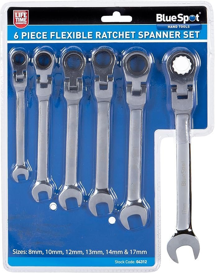 Blue Spot 04312 6 Piece Flexible Head Ratchet Spanner Set, Multi-Colour, Set of 6 - Image 2
