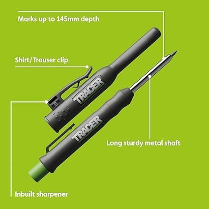 TRACER Deep Hole Construction Pencil with 6x Replacement Lead Pack and accompanying Site Holsters all-in-one Marking Kit - Image 2