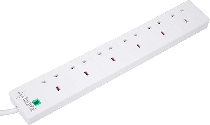 PRO ELEC PELB1703 6 Gang Extension Lead with Surge Protection White, 5m - Image 2