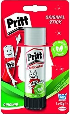 Pritt Glue Stick, Safe & Child-Friendly Craft Glue for Arts & Crafts Activities, Strong-Hold adhesive for School & Office Supplies, 1x43g Pritt Stick, white
