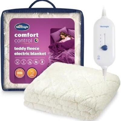 Silentnight Teddy Fleece Electric Blanket Double – Heating Underblanket with 3 Heat Settings, Easy Fit Elasticated Straps and Overheat Protection – Machine Washable - Double (120x135cm)